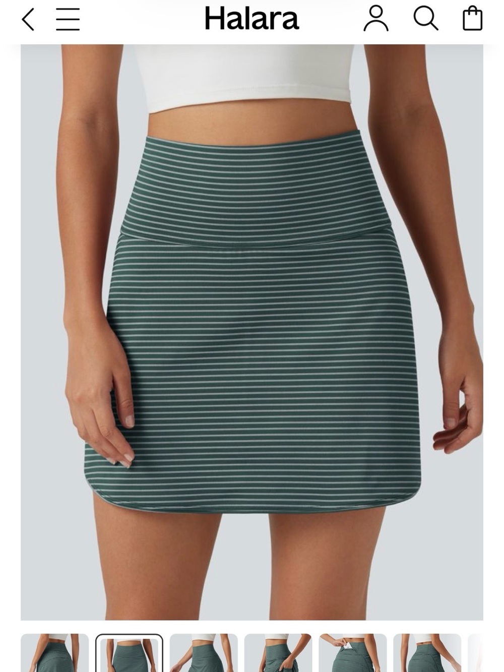 Halara Curved Hem 2-in-1 Stripes Golf Mini Skirt, size medium. NWT